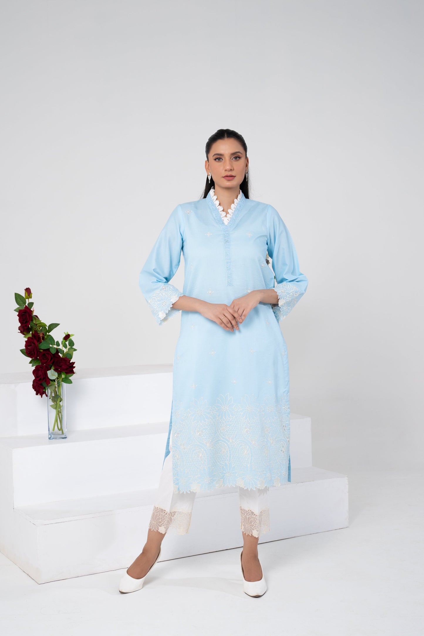 Meharjan's 3447 Lawn Embroidered 2PC Dress pl 08 - Meharjan